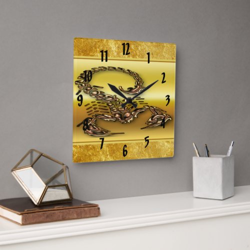Bronze Poisonous scorpion very venomous insect Square Wall Clock