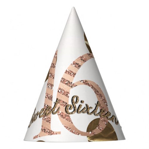 Bronze Polka Dots Rose Gold Sweet 16 Birthday Party Hat