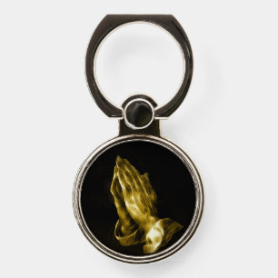 Bronze praying hands phone ring stand
