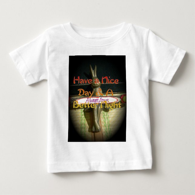 Bronze Rabbit Sculpture with Inspirational Quotes  Baby T-Shirt (Front)