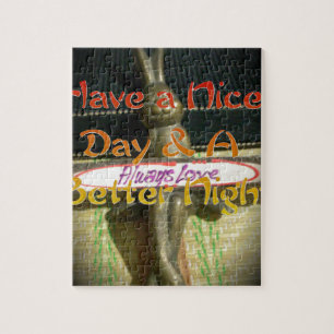 Bronze Rabbit Sculpture with Inspirational Quotes Jigsaw Puzzle