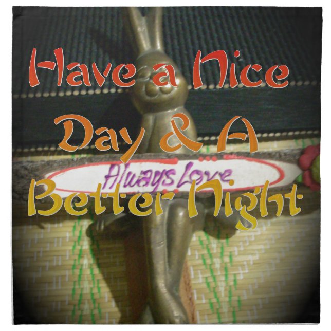 Bronze Rabbit Sculpture with Inspirational Quotes  Napkin (Front)