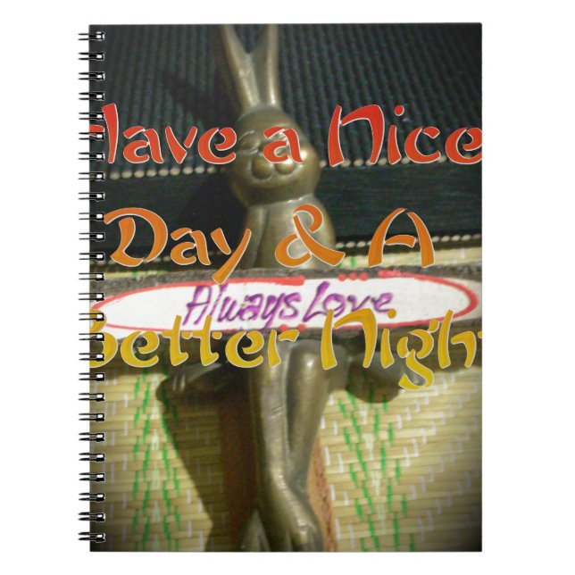 Bronze Rabbit Sculpture with Inspirational Quotes  Notebook (Front)