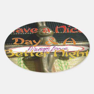 Bronze Rabbit Sculpture with Inspirational Quotes Oval Sticker