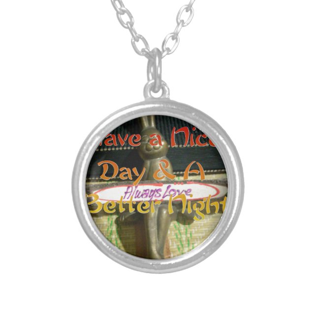 Bronze Rabbit Sculpture with Inspirational Quotes  Silver Plated Necklace (Front)