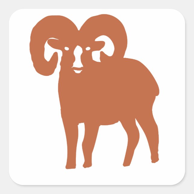 Bronze Ram Silhouette Square Sticker (Front)