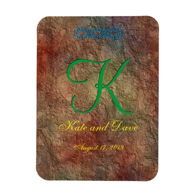 Bronze Red Texture Wedding Magnet (Vertical)