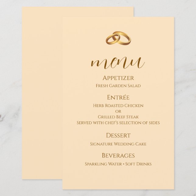 Bronze Script Wedding Menu Card (Front/Back)