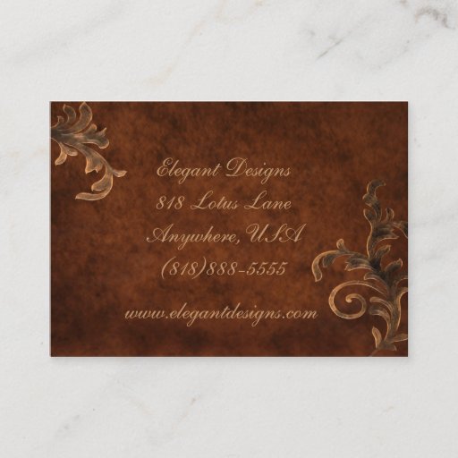 Customizable Bronze Scroll Leaf Elegant Business Card