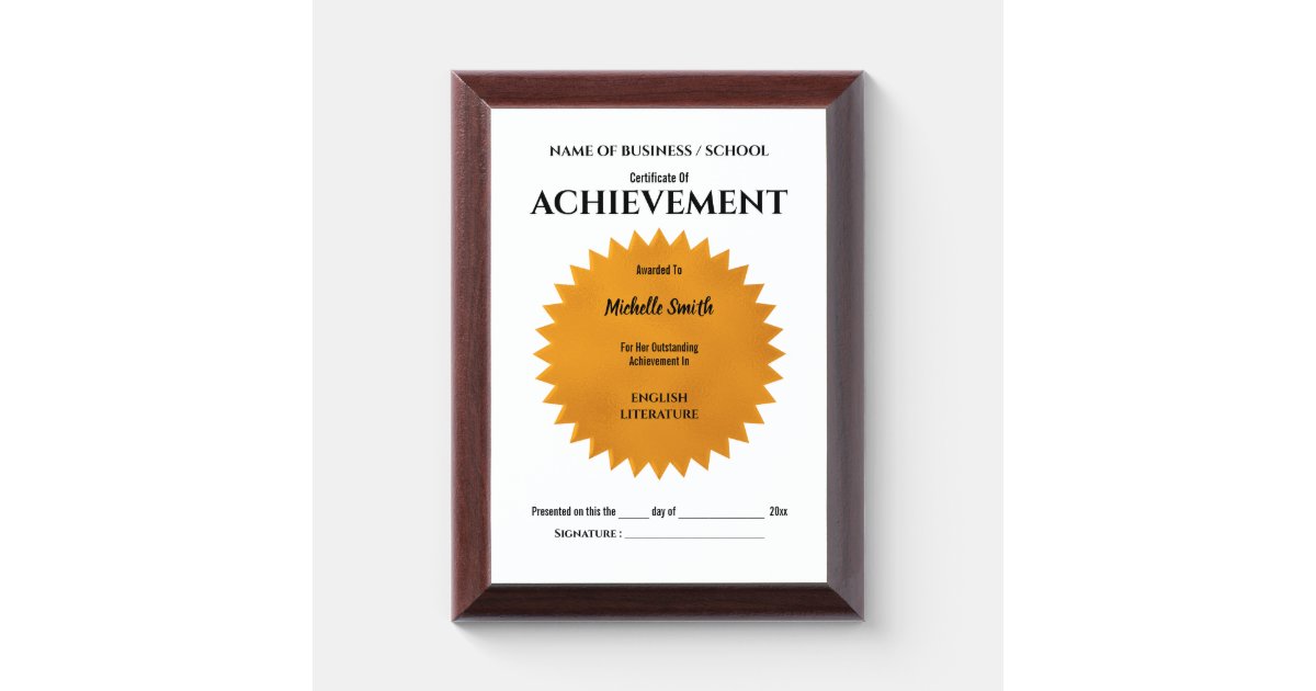 Bronze seal achievement award Personalize Zazzle