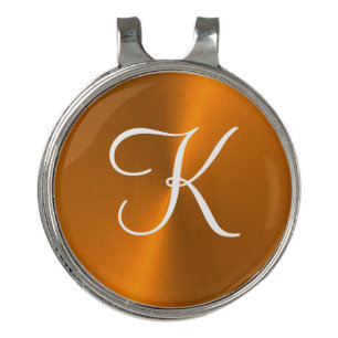 Bronze shiny faux metal monogram golf hat clip