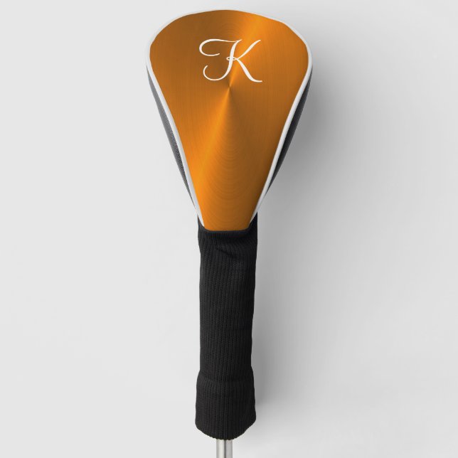 Bronze shiny faux metal monogram golf head cover (Front)