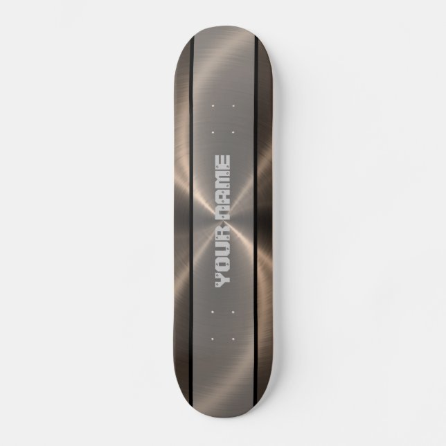 Bronze Shiny Stainless Steel Metal 2 Skateboard Deck (Front)