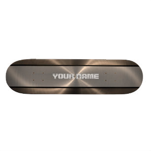 Bronze Shiny Stainless Steel Metal 2 Skateboard Deck