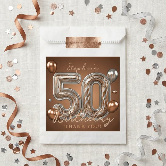 Bronze Silver Metallic 50th Birthday Thank You Favor Bag (Creator Uploaded)