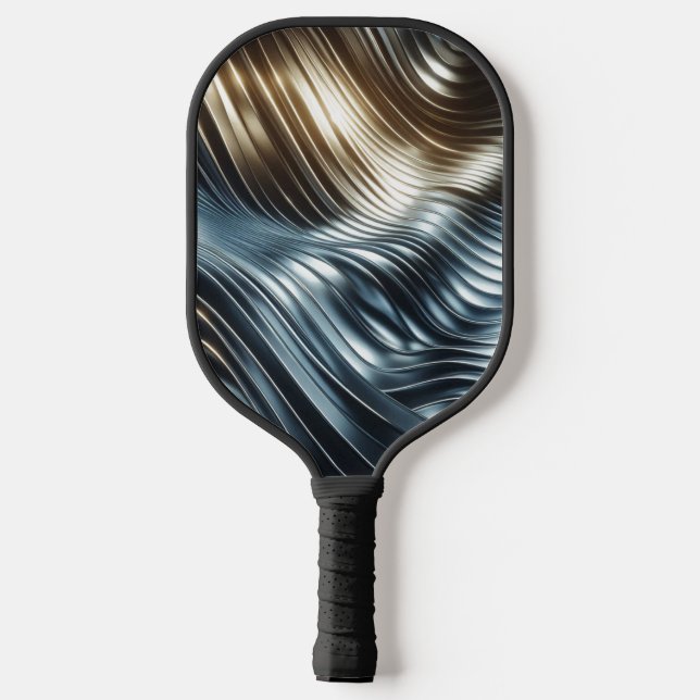 Bronze Silver Metallic Waves Pickleball Paddle (Back)