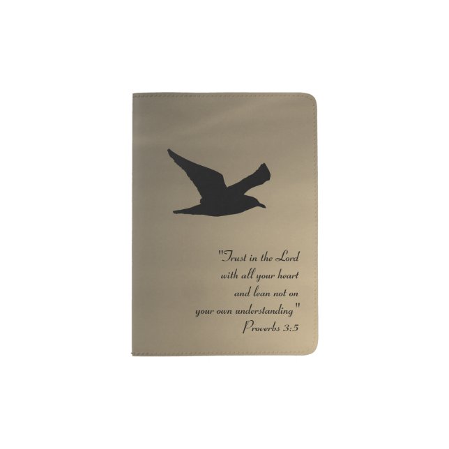 Bronze Sky Bird in Flight Faith Bible Verse  Passport Holder (Front)