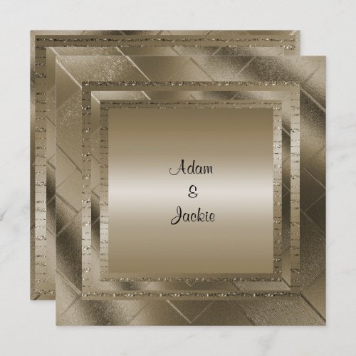 BRONZE SPARKLE LAYERED ELEGANT WEDDING INVITATION