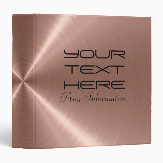 Bronze Stainless Steel Metal 3 Ring Binder (Front/Spine)