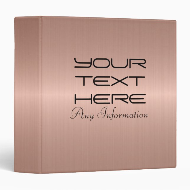 Bronze Stainless Steel Metal 3 Ring Binder (Front/Spine)