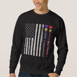 Bronze Star Purple Heart Medal Award Us Flag Veter Sweatshirt