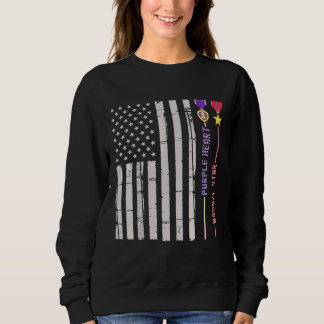 Bronze Star Purple Heart Medal Award Us Flag Veter Sweatshirt