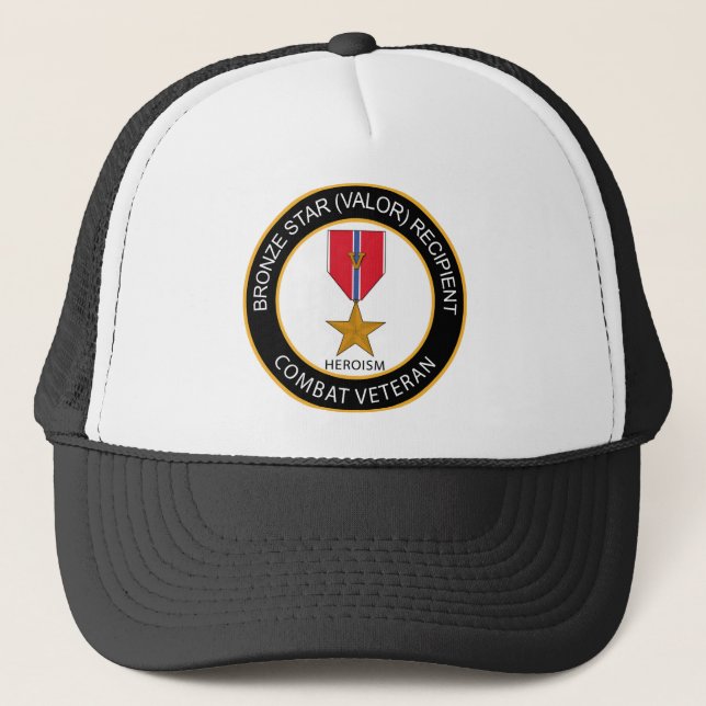 Bronze Star Recipient Combat Veteran Trucker Hat (Front)