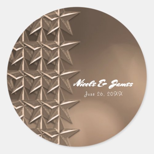 Bronze Stars  Elegant Bokeh Lights Chic Favor Classic Round Sticker