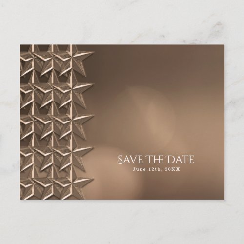 Bronze Stars  Elegant Bokeh Lights Save the Date Announcement Postcard