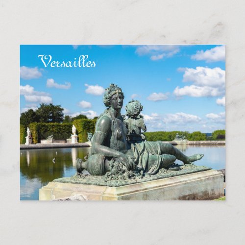Bronze statue in the garden of Versailles castle Postcard