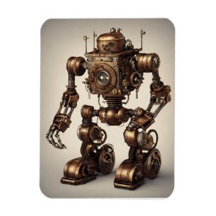 Bronze Steampunk Robot Sculpture Magnet