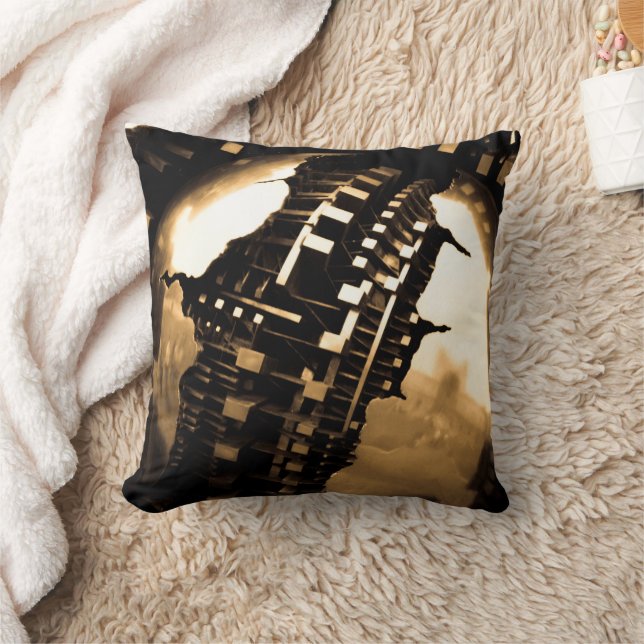 Bronze Steampunk Throw Pillow (Blanket)