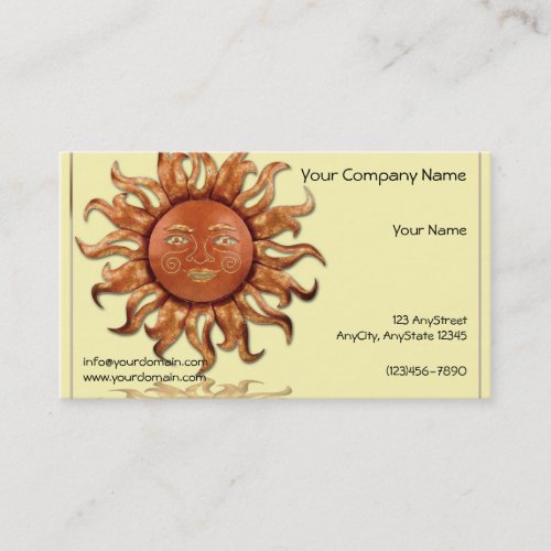 Bronze Sun on Cream Background Business Card Templates