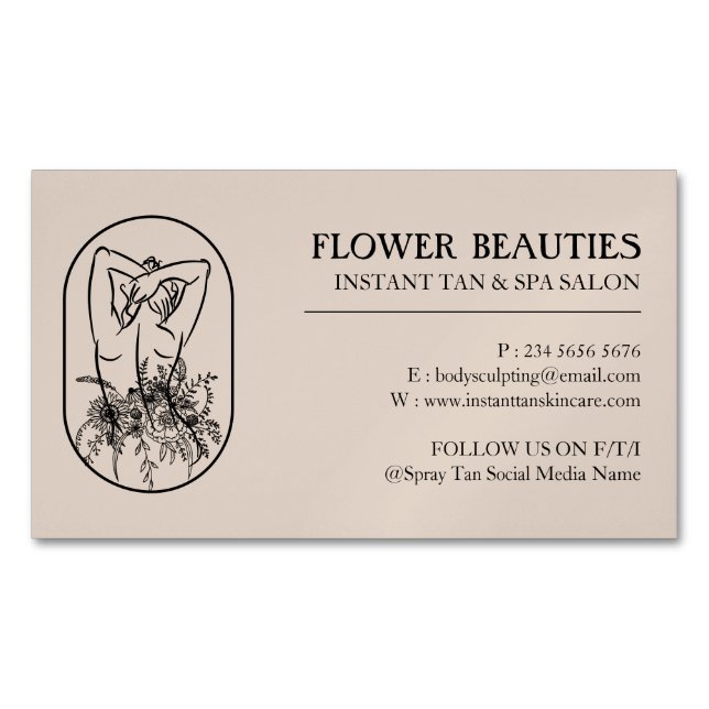 Bronze Tan Beauty Feminine Woman Body Business Card Magnet (Front)
