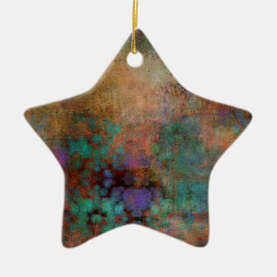 Bronze, Teal, Purple Abstract Ceramic Ornament