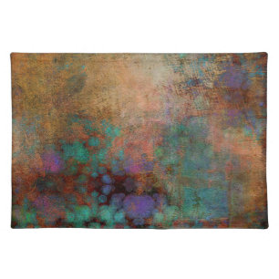 Bronze, Teal, Purple Abstract Cloth Placemat
