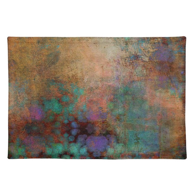 Bronze, Teal, Purple Abstract Cloth Placemat (Front)