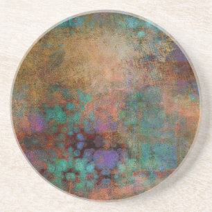 Bronze, Teal, Purple Abstract Coaster