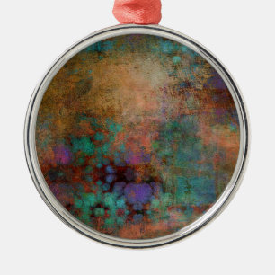 Bronze, Teal, Purple Abstract Metal Ornament