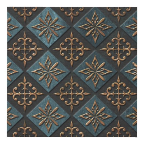 Bronze texture with carving pattern faux canvas print