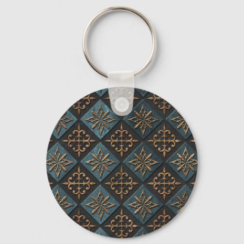 Bronze texture with carving pattern keychain