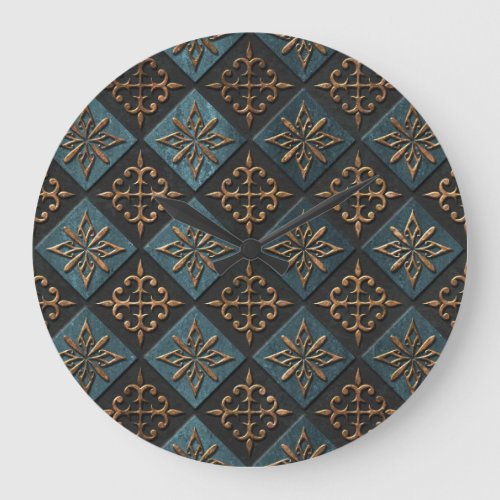Bronze texture with carving pattern large clock