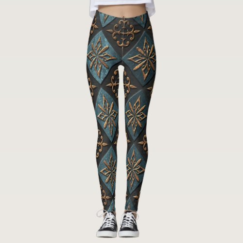Bronze texture with carving pattern leggings