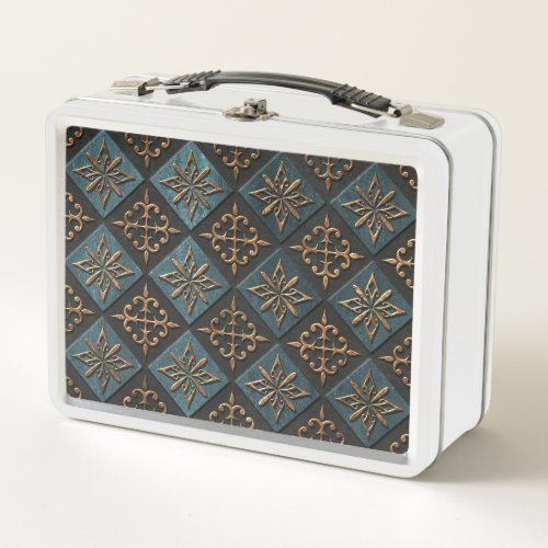 Bronze texture with carving pattern metal lunch box