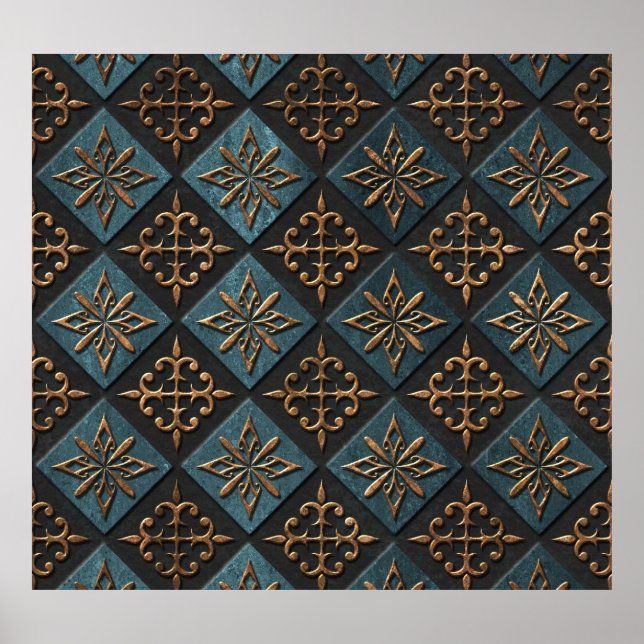 Bronze texture with carving pattern. poster (Front)