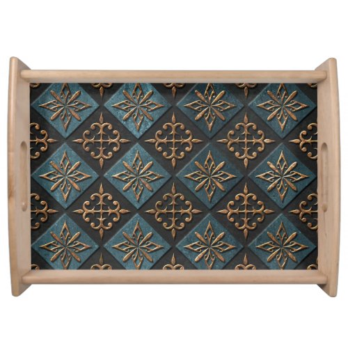 Bronze texture with carving pattern serving tray