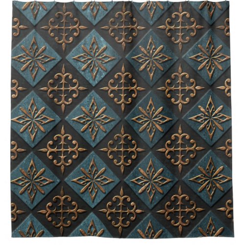 Bronze texture with carving pattern shower curtain