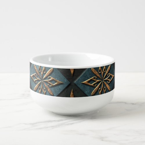 Bronze texture with carving pattern soup mug