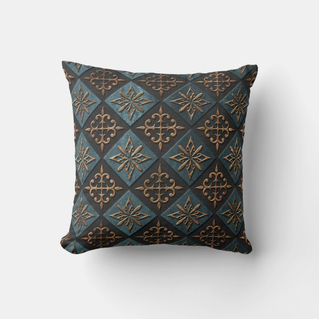 Bronze texture with carving pattern. throw pillow (Front)