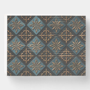 Bronze texture with carving pattern. wooden box sign